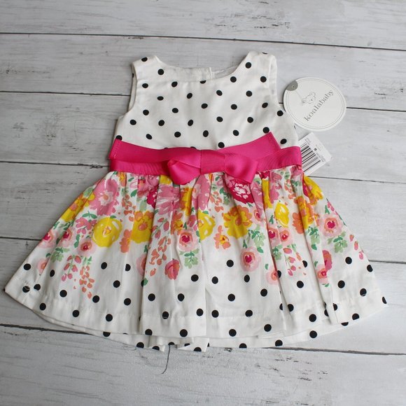 Koala Baby Vintage Girl's Dress Size 0-3 Months White Pink Floral - Picture 1 of 4